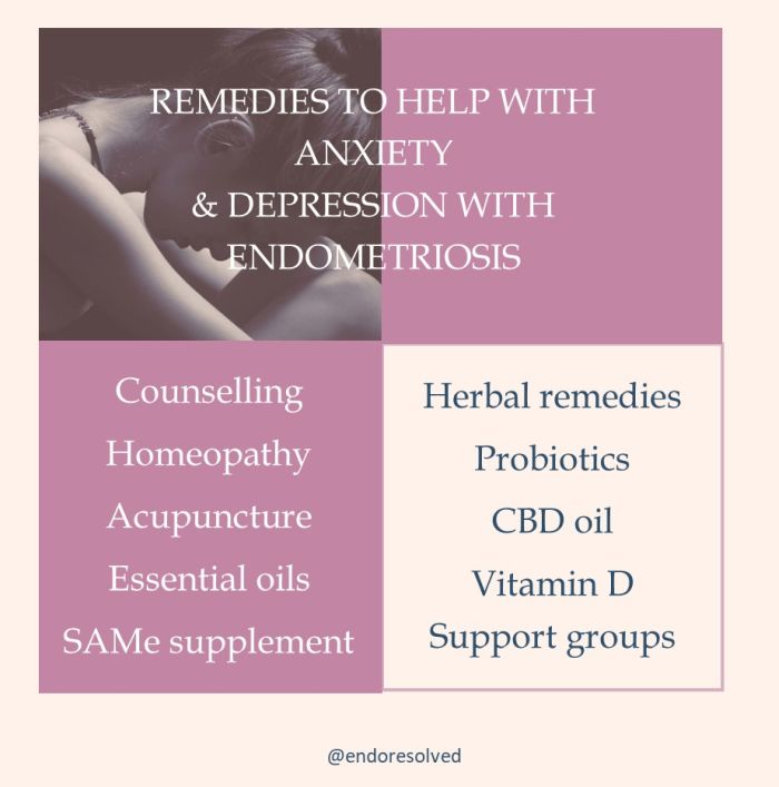 Remedies to help with anxiety and depression with endometriosis