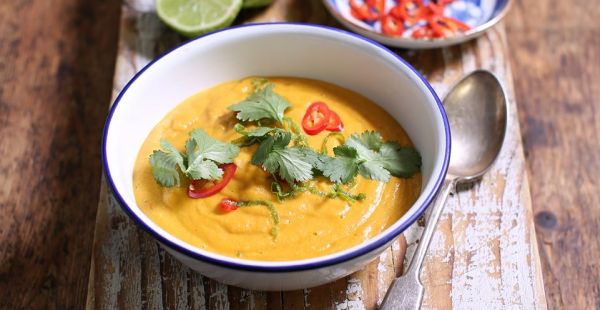 Sweet potato chill and coconut soup