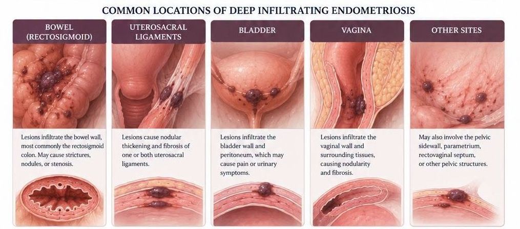 Common locations of endometriosis common locations of endometriosis