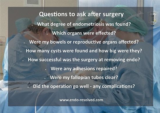 Questions to ask after your surgery for endometriosis