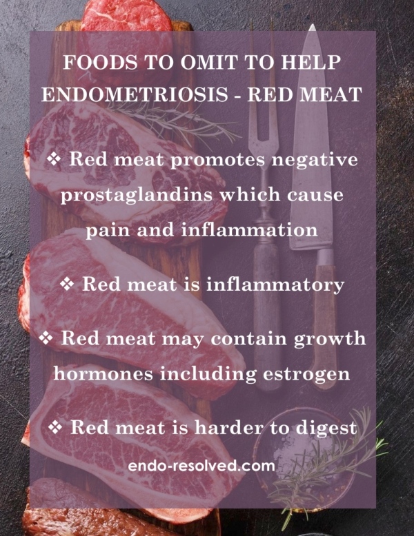 Why it is advised to removed red meat from diet with endometriosis
