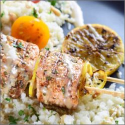 Grilled salmon kebabs - endometriosis diet safe